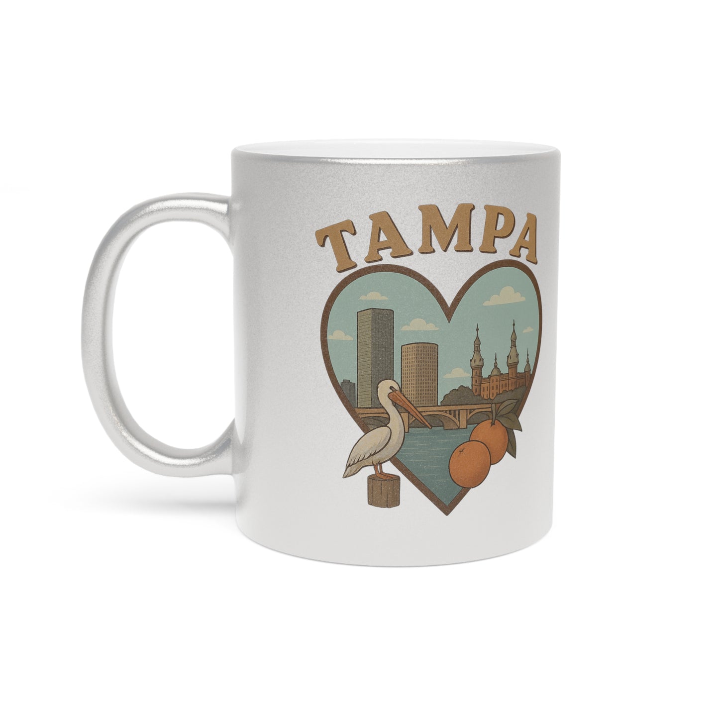 Taste Tampa's Sunshine with This Iconic Metallic Mug in Silver or Gold!