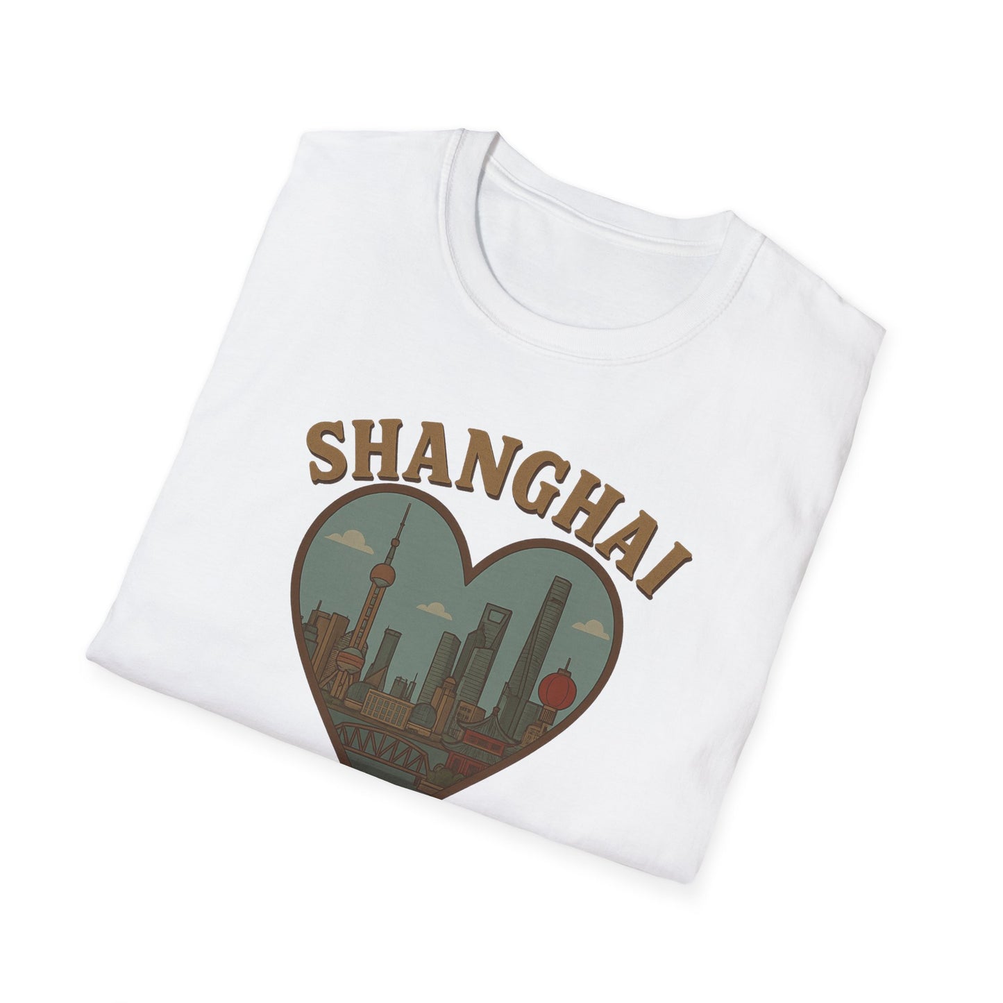 Feel the Love with our Shanghai Cityscape Heart Tee – Stylish, Soft, and Unisex Perfection!