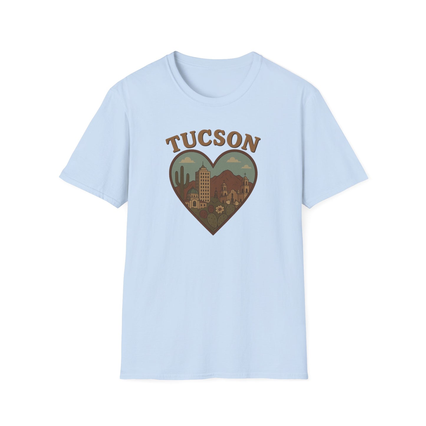 Tucson Love Heart Skyline T-Shirt - Soft Unisex Desert Cactus Tee
