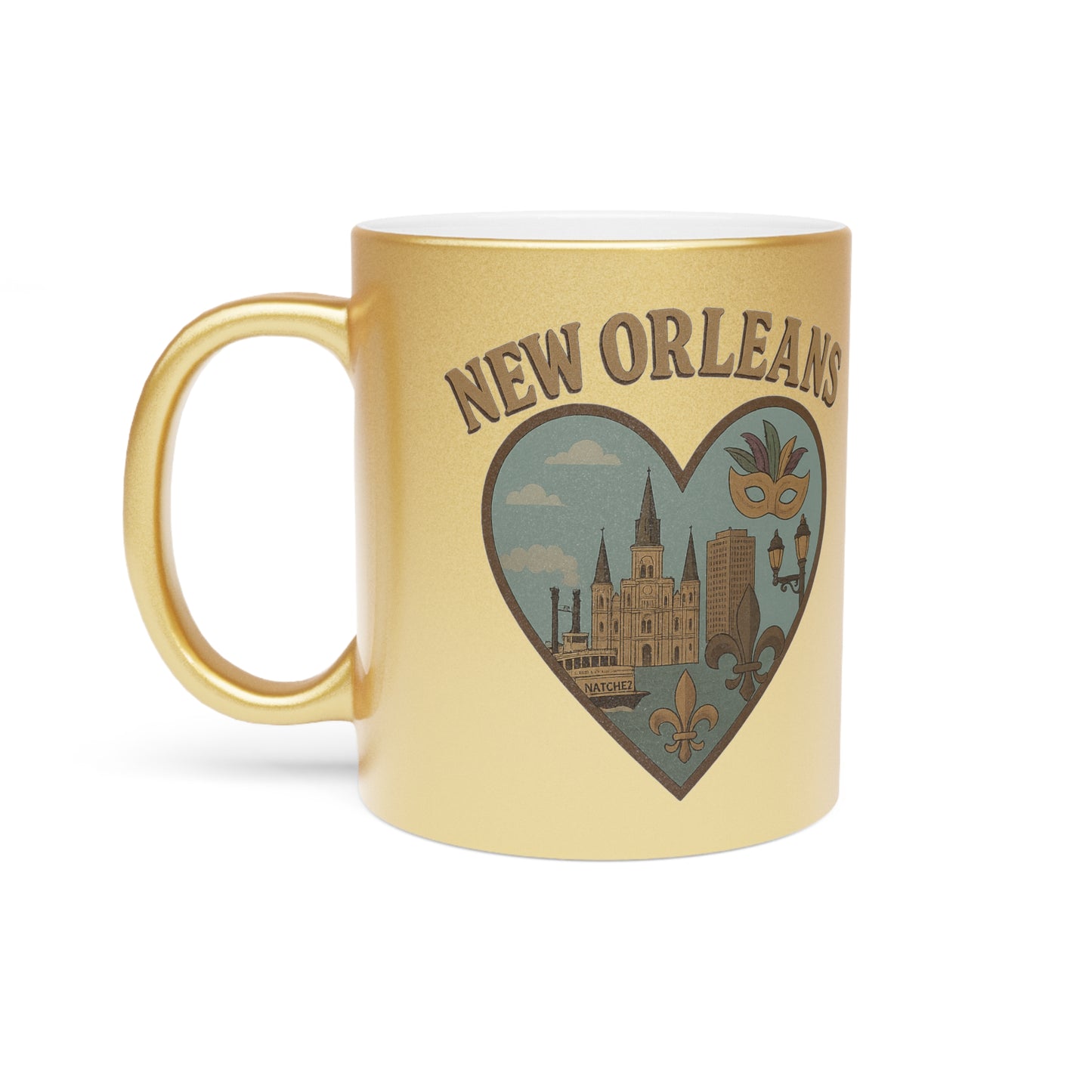 Sip with Soul: Metallic New Orleans Skyline Mug in Silver & Gold