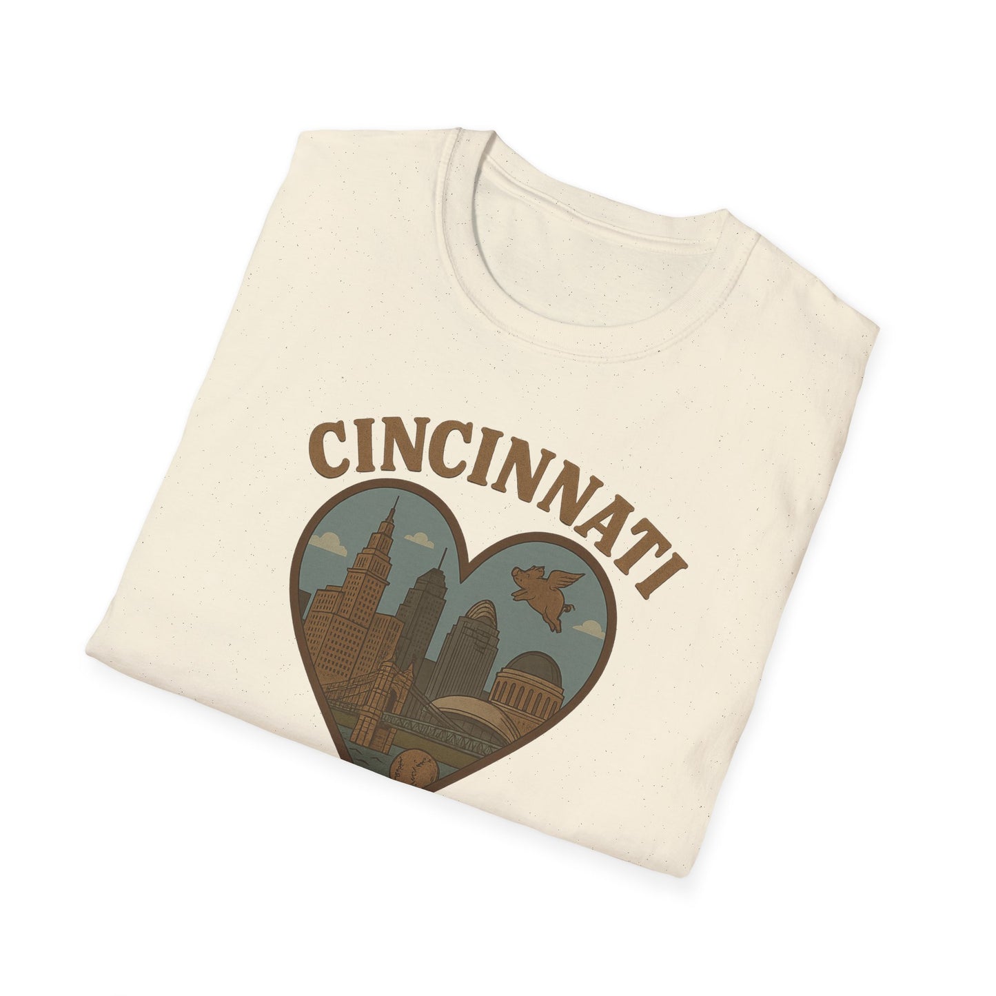 Cincinnati Love Tee: Where Flying Pigs and Skylines Unite for the Ultimate Unisex Statement