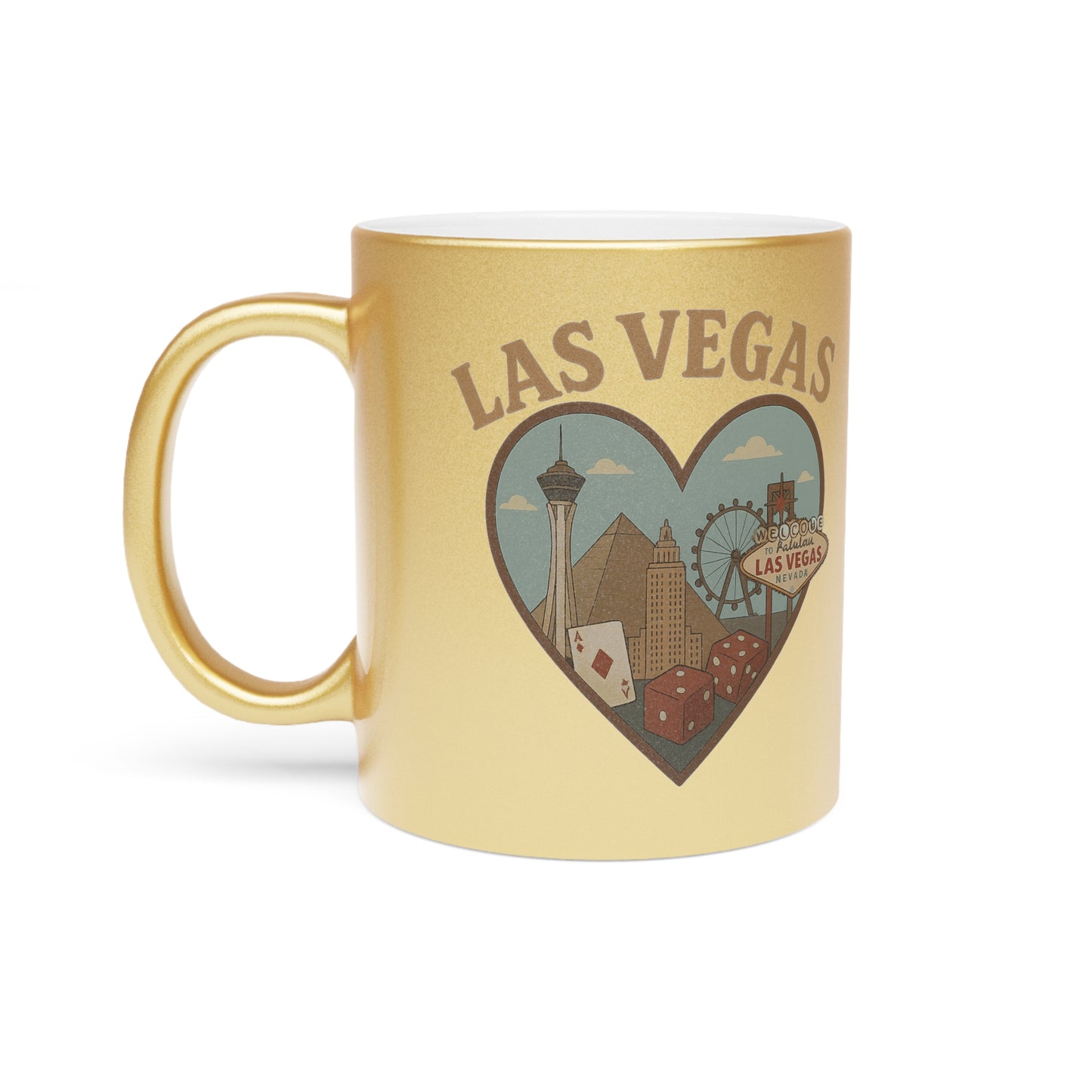 Dazzling Las Vegas Metallic Mug: Sip in Silver or Gold Splendor!