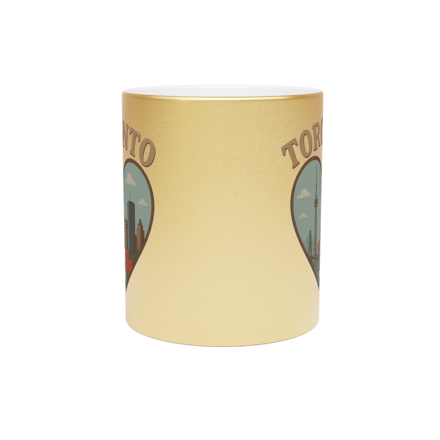 Metallic Toronto Mug with Heartwarming Skyline - Silver & Gold Delight