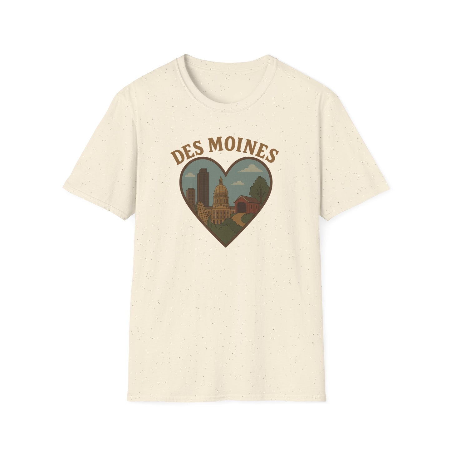 Fall in Love with Des Moines: Unisex Soft Tee Celebrating Iowa's Capital with Heart