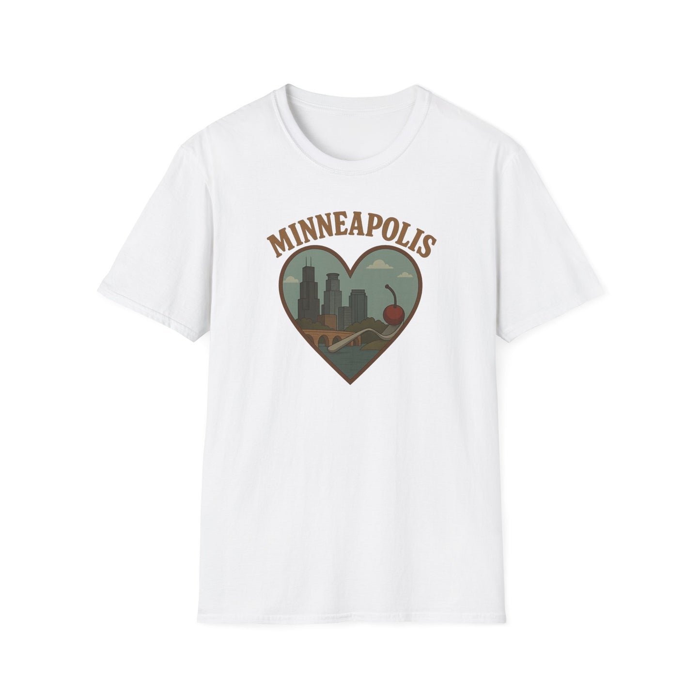 Celebrate Minneapolis Love with Heart-Shaped Skyline and Cherry Fork Tee