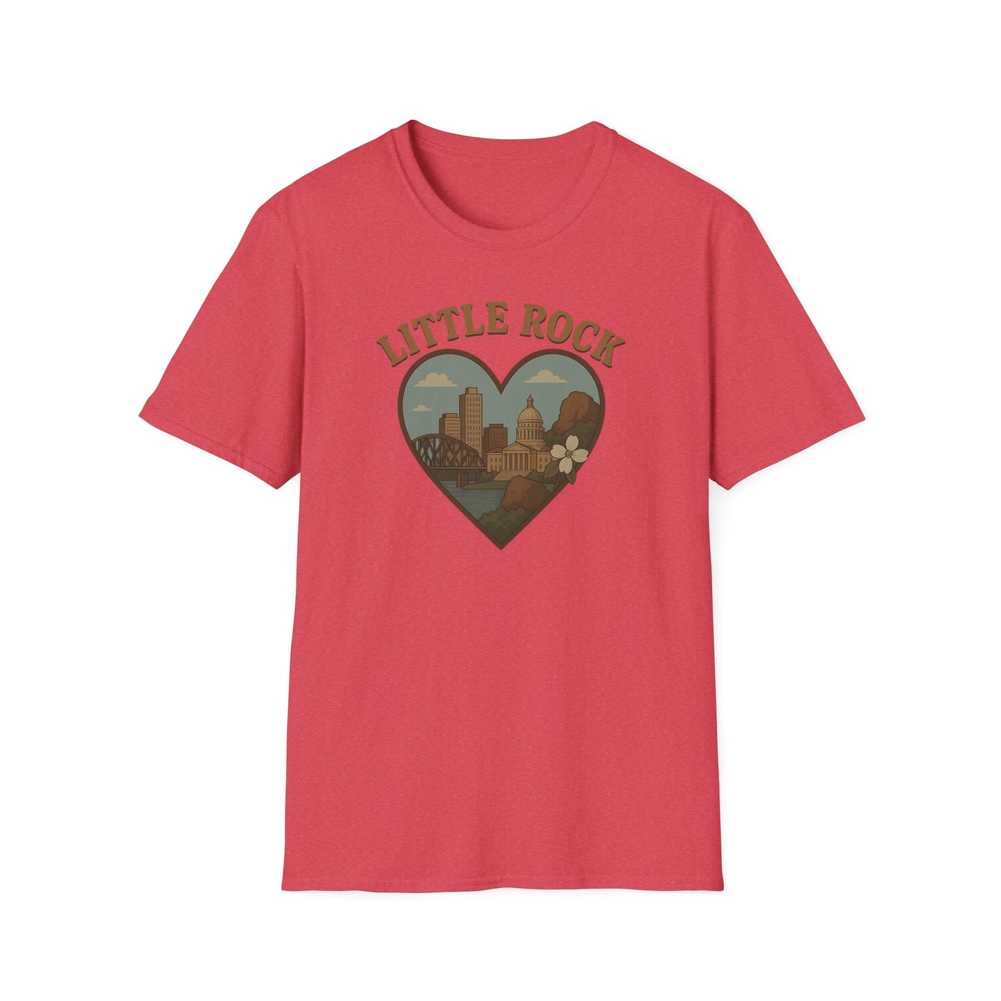 Little Rock Love Affair Graphic Tee - Embrace Arkansas Cityscape in Heart-Shaped Delight