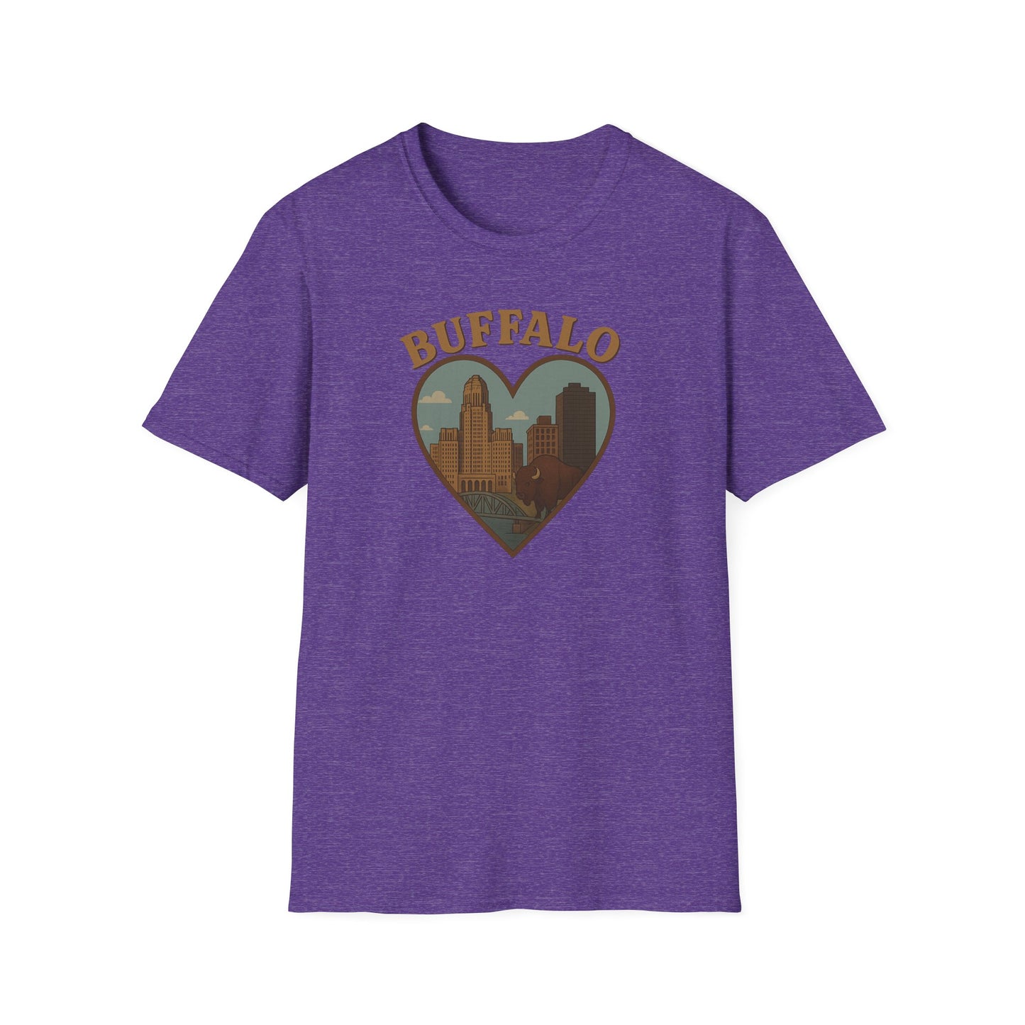 Buffalo Lovers Unite: Embrace City Skyline & Roaming Bison on a Soft Unisex Tee
