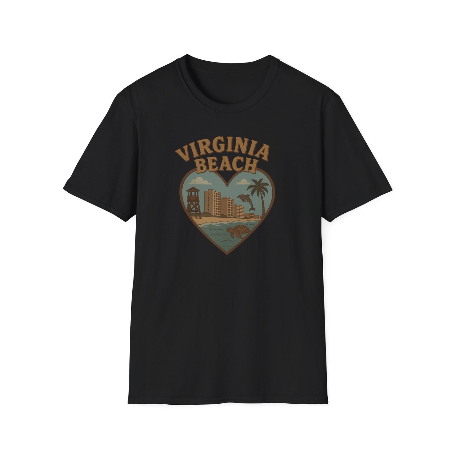 Groovy Virginia Beach T-Shirt - Celebrate Coastal Vibes with Dolphins and Turtles