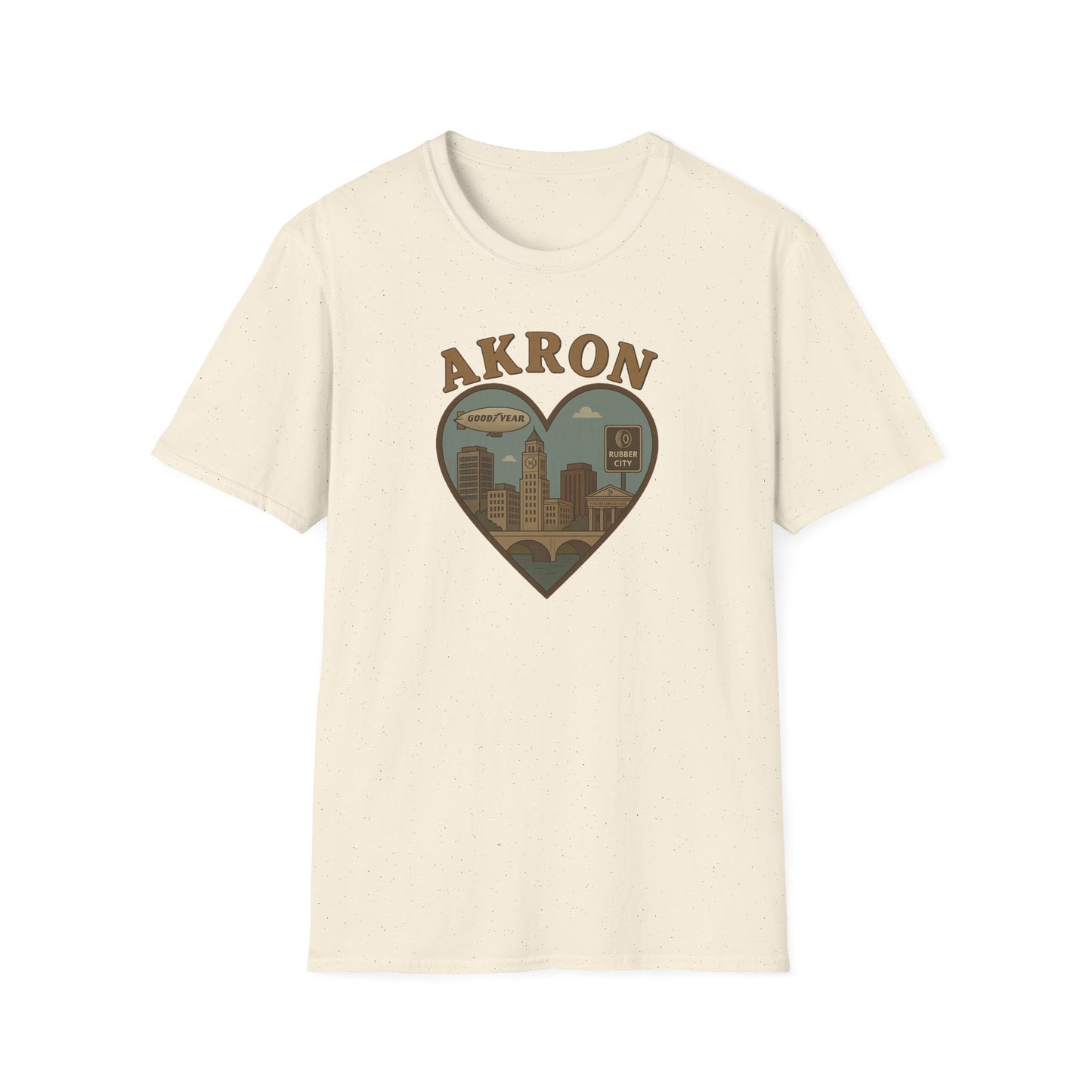 Unisex 'Love Akron' Rubber City Skyline T-Shirt for Vintage Nostalgia Vibes