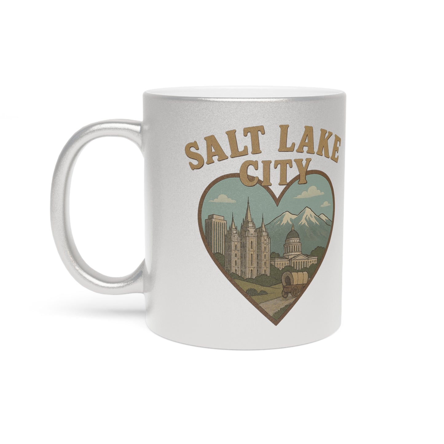 Unleash Your Inner Pioneer Spirit with Our Vintage Salt Lake City Metallic Mug!