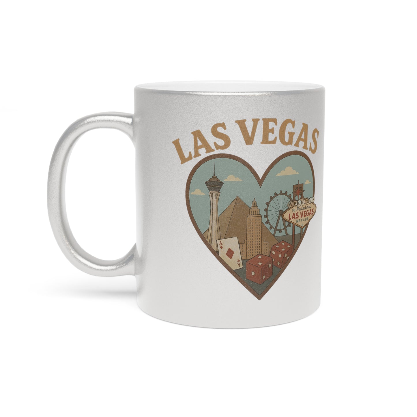 Dazzling Las Vegas Metallic Mug: Sip in Silver or Gold Splendor!