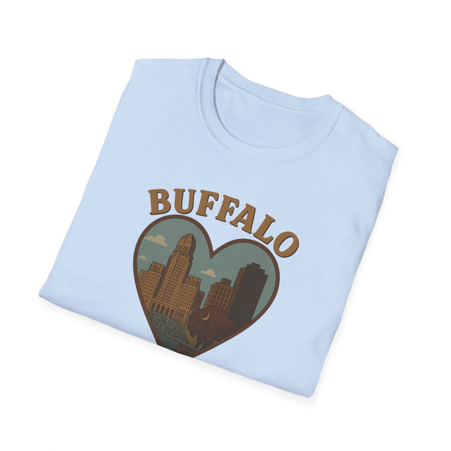 Buffalo Lovers Unite: Embrace City Skyline & Roaming Bison on a Soft Unisex Tee