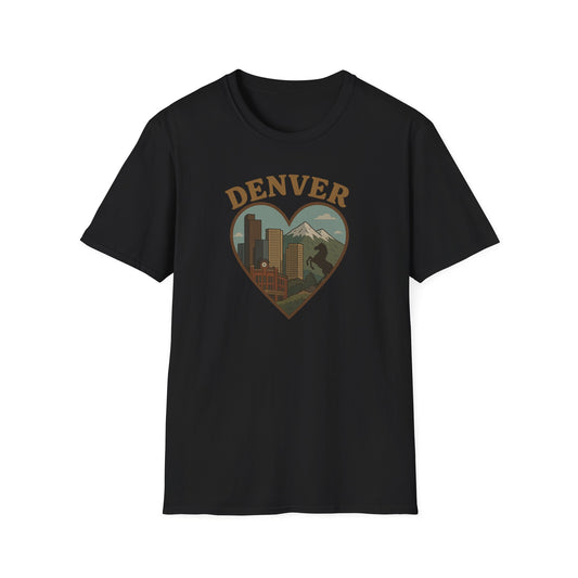 Capture the Heart of Denver with Our Iconic Skyline and Mountain Tee