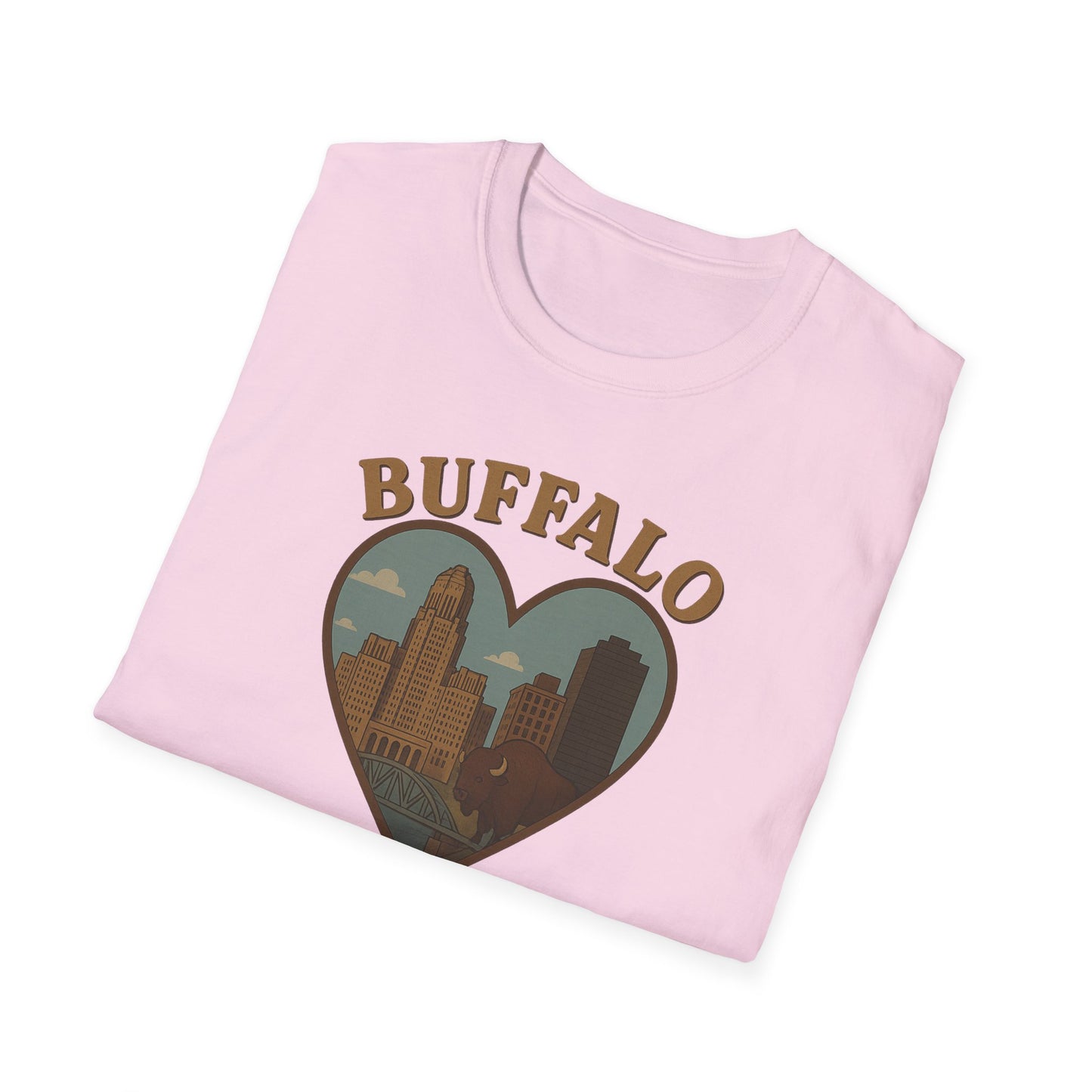 Buffalo Lovers Unite: Embrace City Skyline & Roaming Bison on a Soft Unisex Tee
