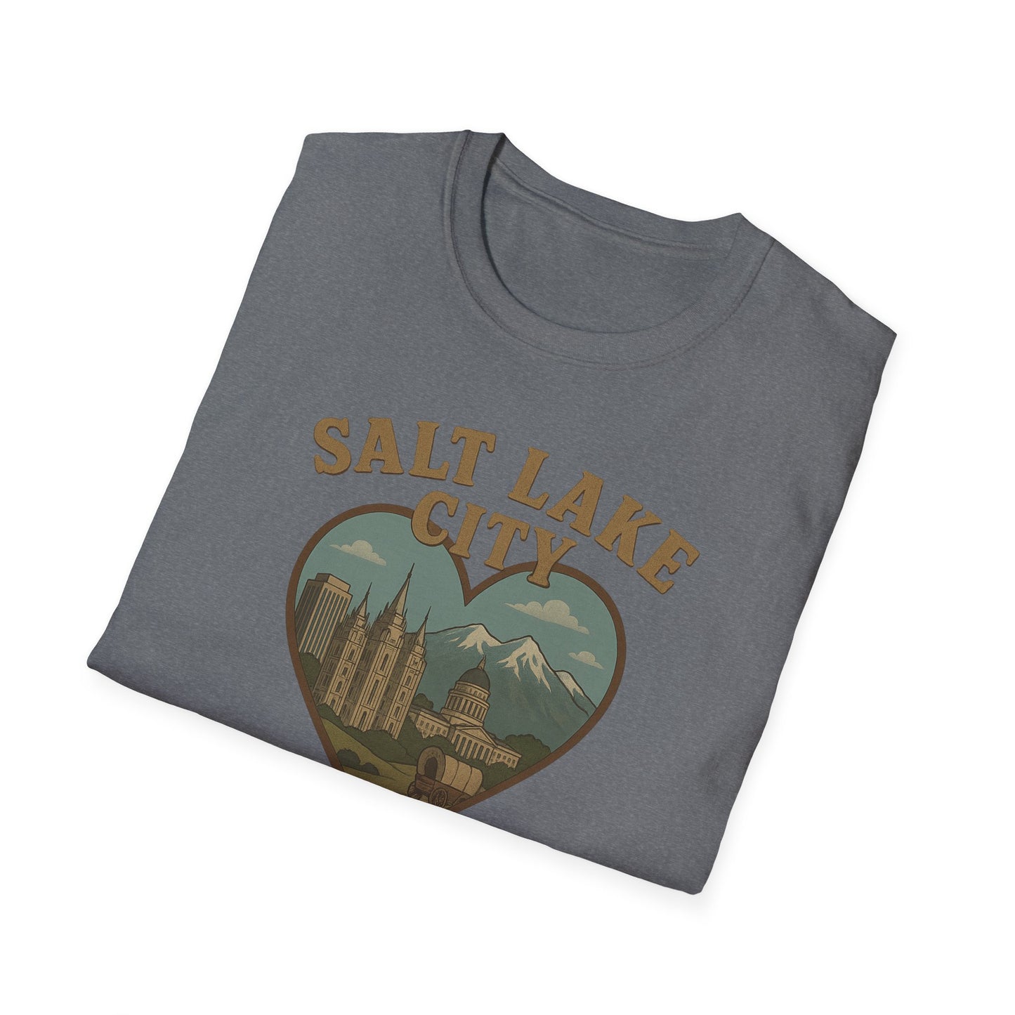 Embrace the Salty Air with Our Retro Salt Lake City Scenic Heart T-Shirt