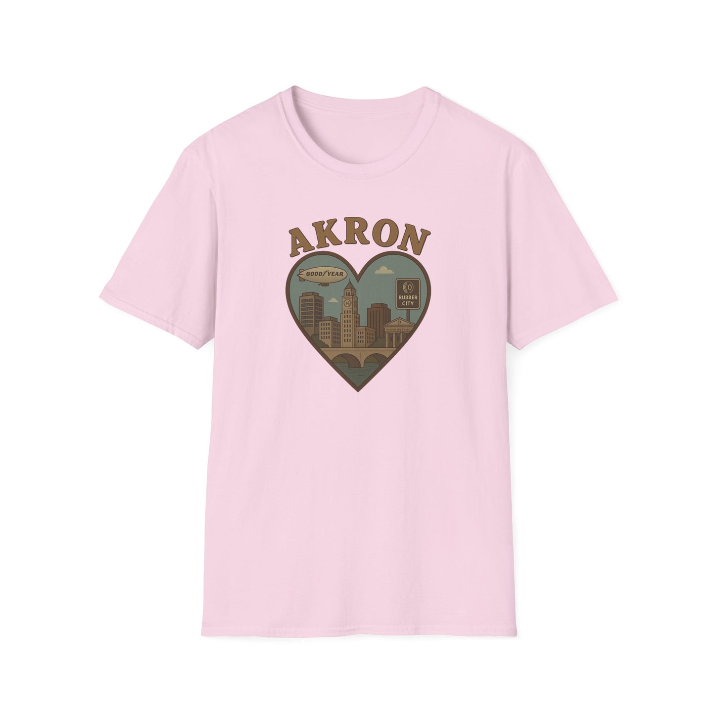 Unisex 'Love Akron' Rubber City Skyline T-Shirt for Vintage Nostalgia Vibes