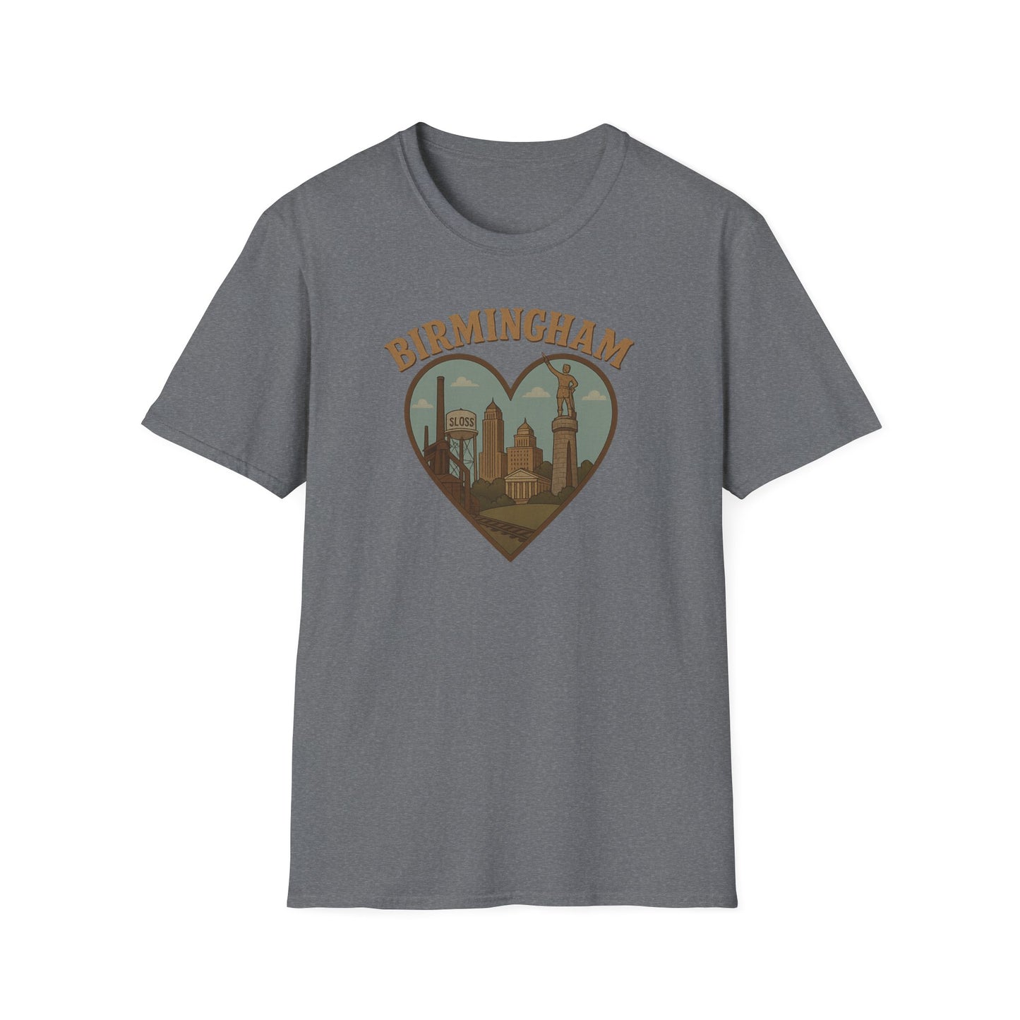 Fall in Love with Birmingham: A Nostalgic Tribute on the Soft Gildan 64000 Tee
