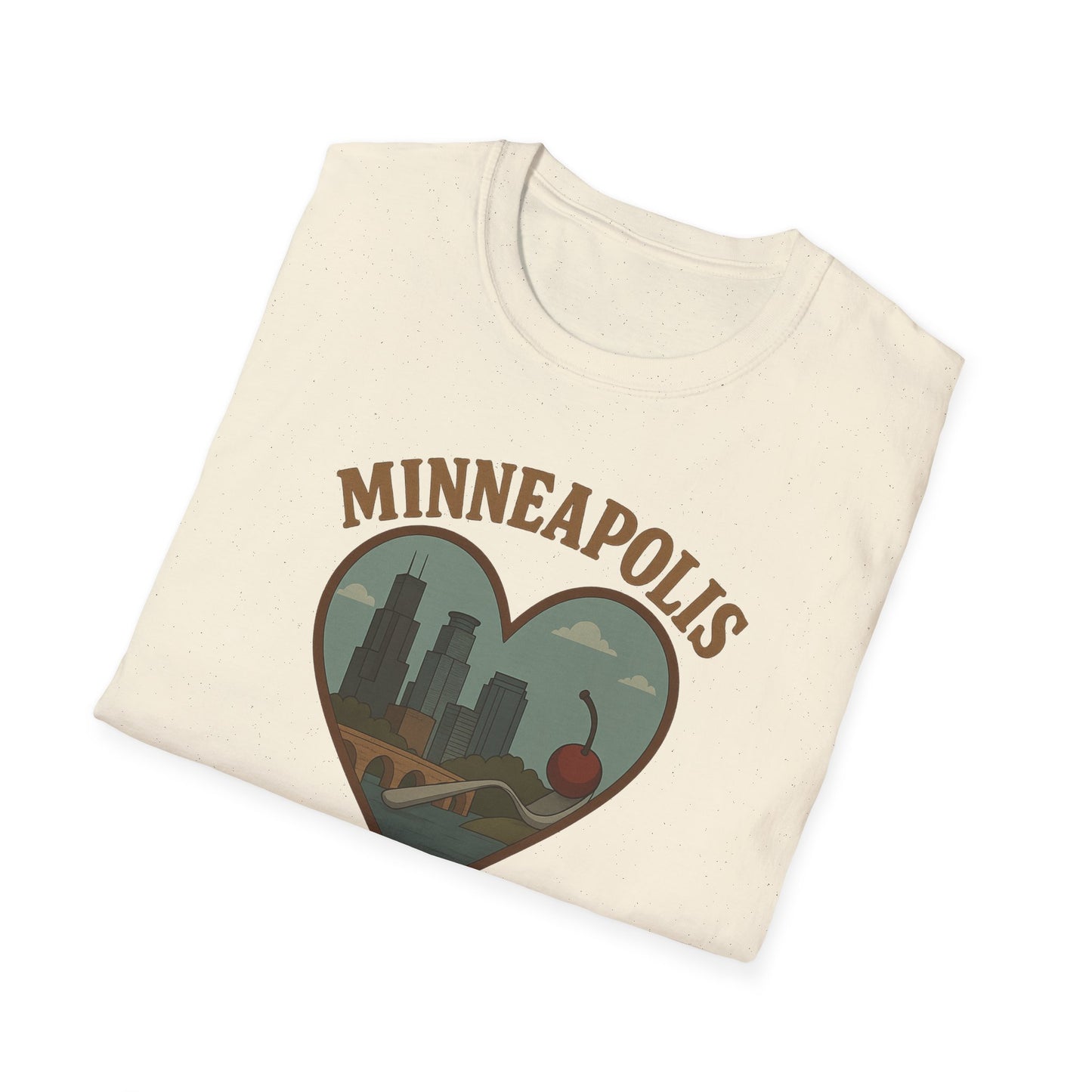 Celebrate Minneapolis Love with Heart-Shaped Skyline and Cherry Fork Tee