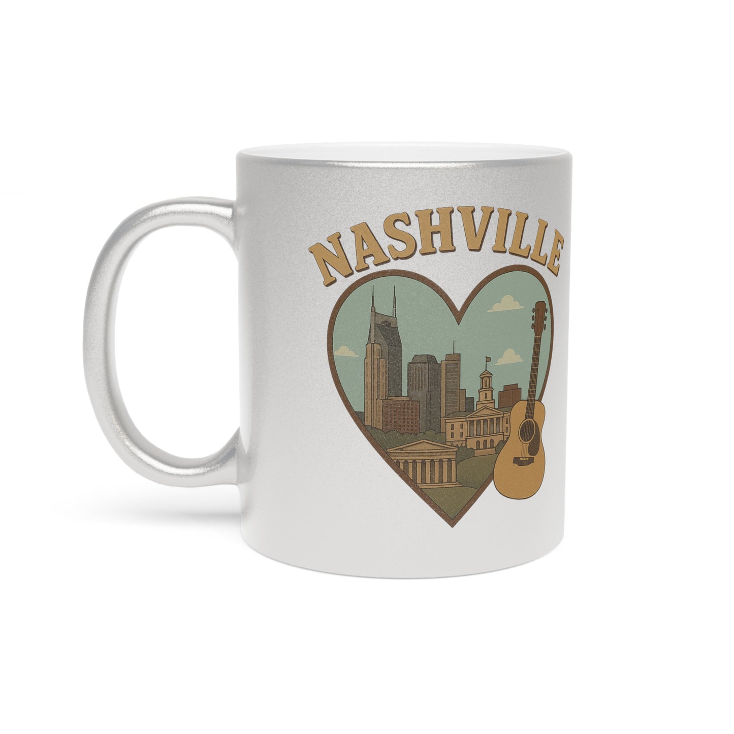 Rock Your Brew with a Gold & Silver Metallic Nashville Mug Symphony!