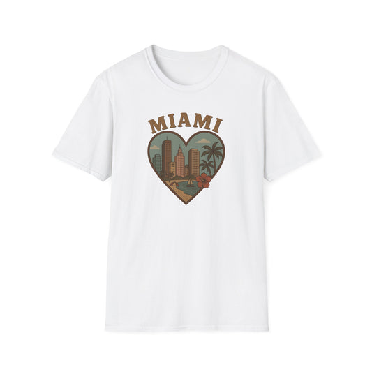 Fall in Love with Miami's Retro Beach Vibes on a Tee for Unisex Awesomeness