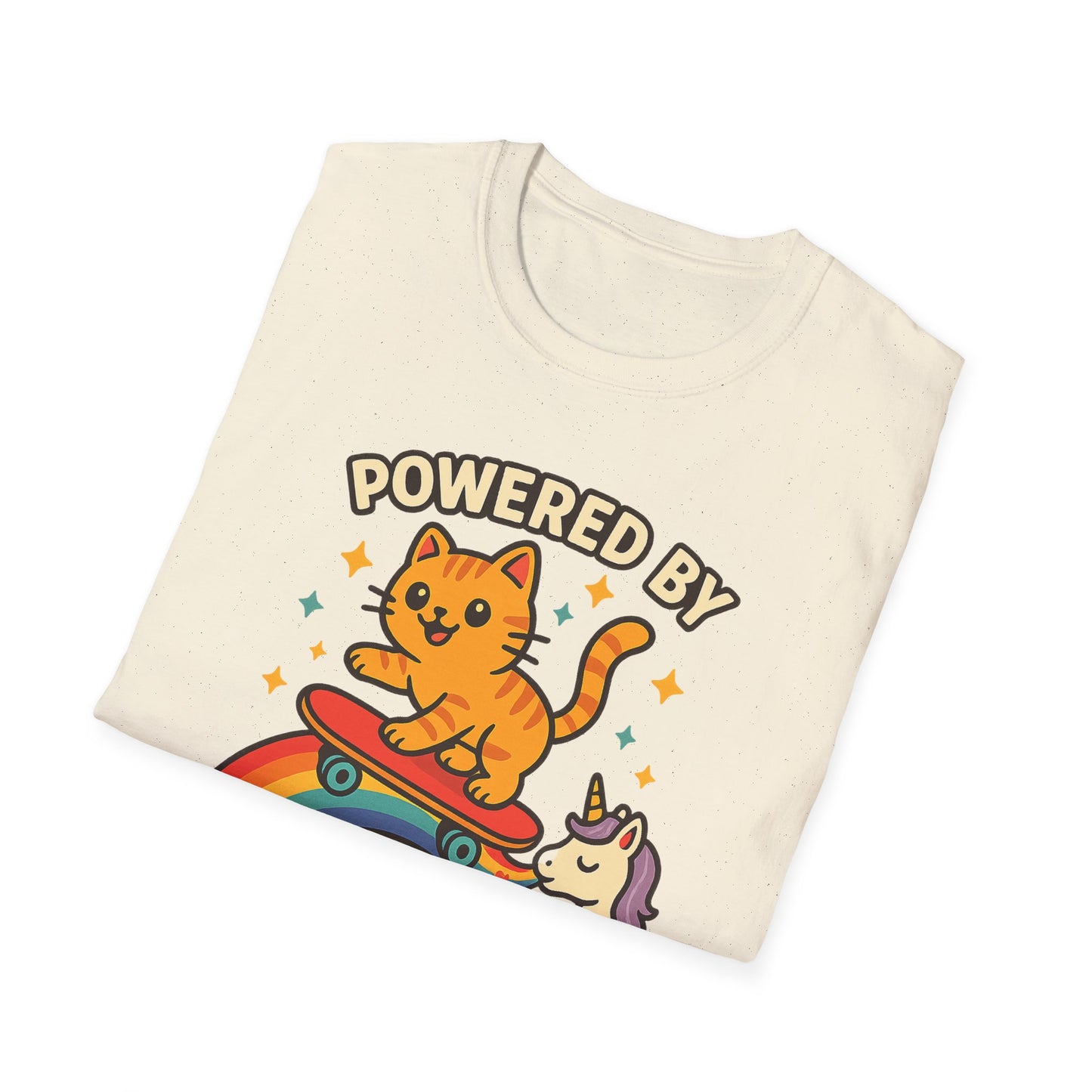 Catch the Magic Wave in a Cat Powered by Unicorn Kisses T-Shirt - Soft Unisex Fit!