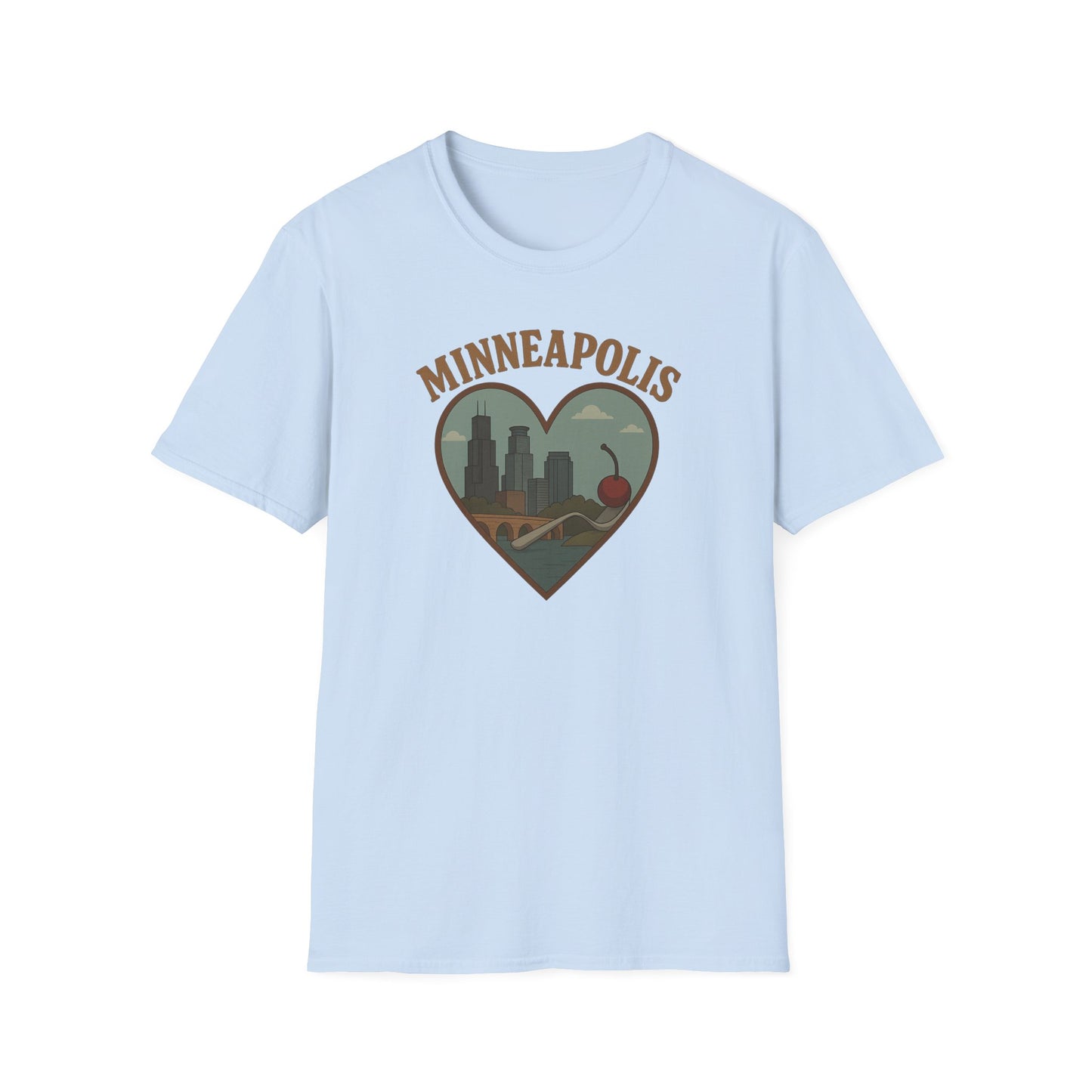 Celebrate Minneapolis Love with Heart-Shaped Skyline and Cherry Fork Tee
