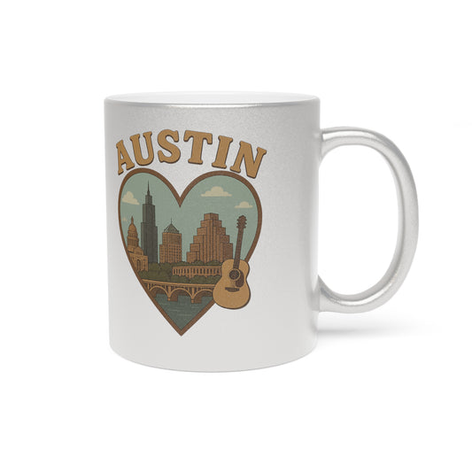 Capture Austin Magic with This Bold Vintage Metallic Mug in Silver and Gold