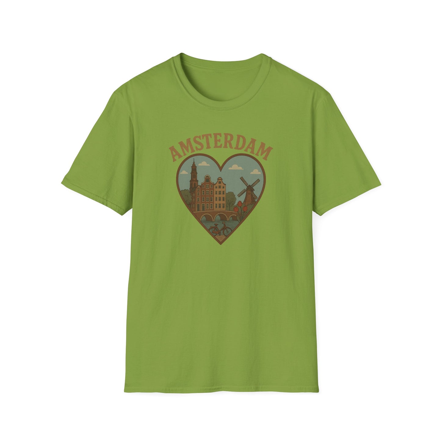 Fall in Love with Amsterdam: Unisex Soft T-Shirt for Travel Enthusiasts