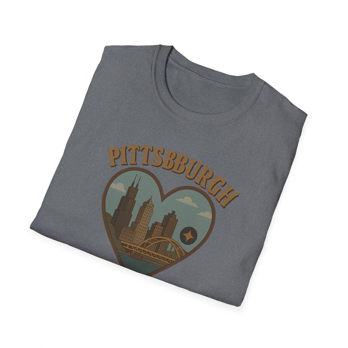 Fall in Love with Pittsburgh's Skyline Heart T-shirt – Unisex Urban Romance Tee