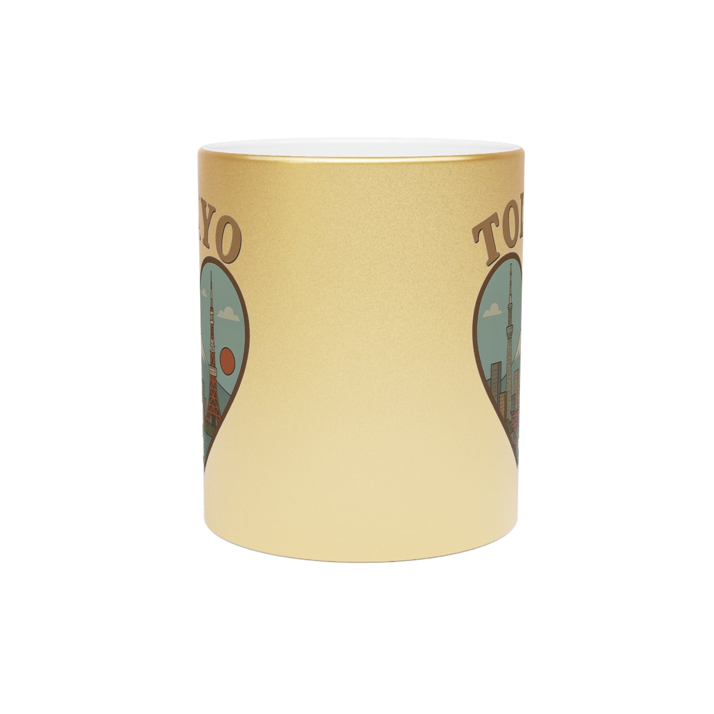 Glimmering Tokyo Metallic Mug: Gold and Silver Urban Elegance