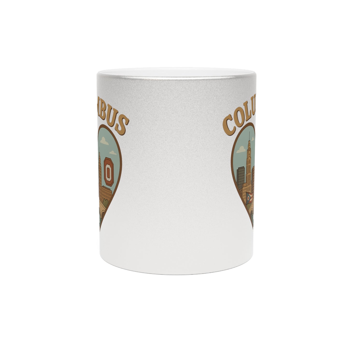 Sip the Spirit of Columbus in Vintage Metallic Mug, Silver & Gold Delight!