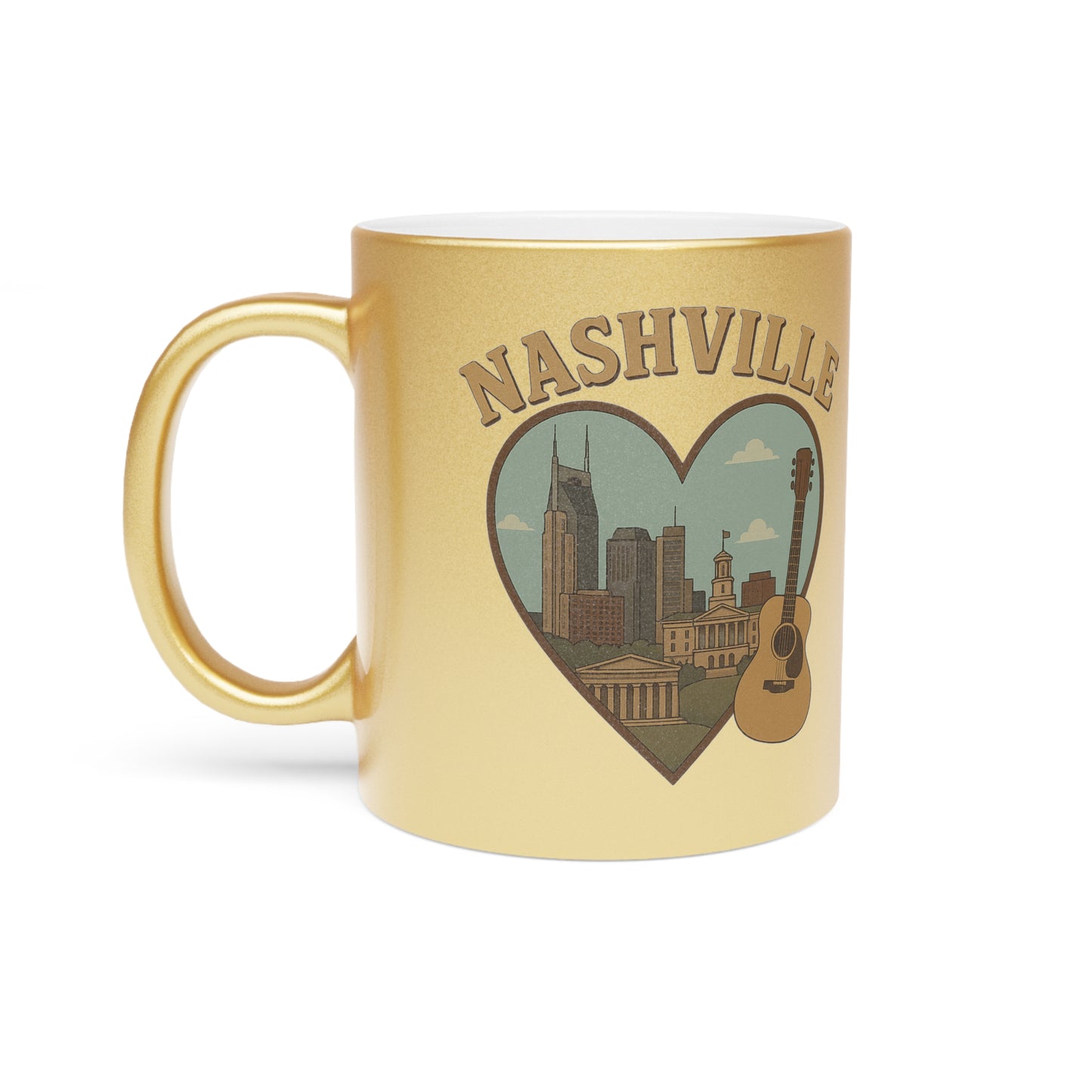 Rock Your Brew with a Gold & Silver Metallic Nashville Mug Symphony!