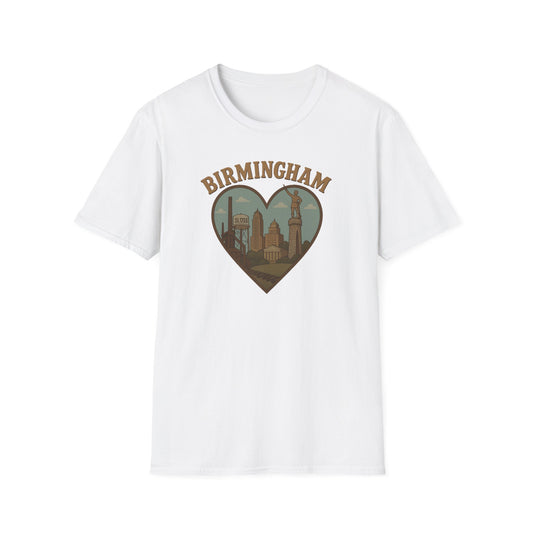 Fall in Love with Birmingham: A Nostalgic Tribute on the Soft Gildan 64000 Tee