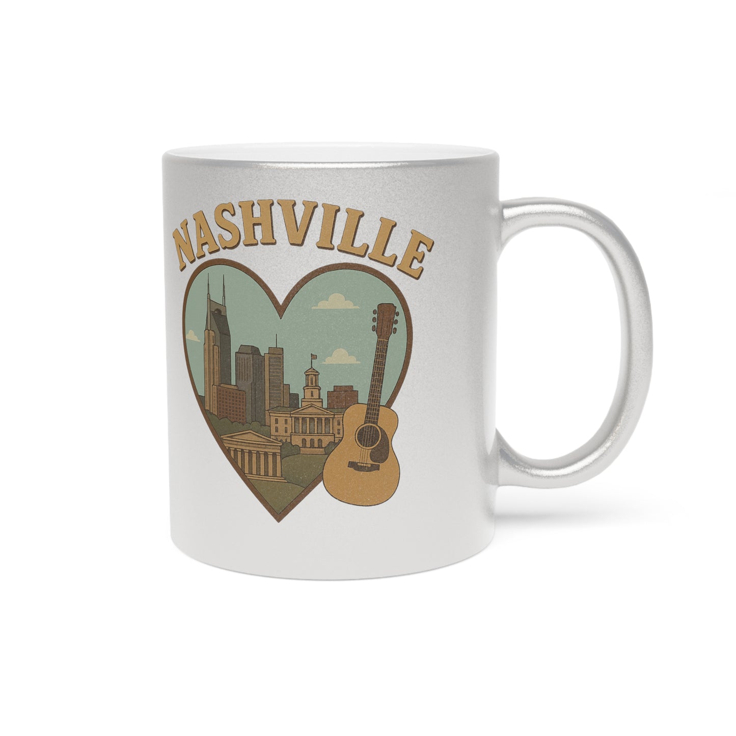 Rock Your Brew with a Gold & Silver Metallic Nashville Mug Symphony!