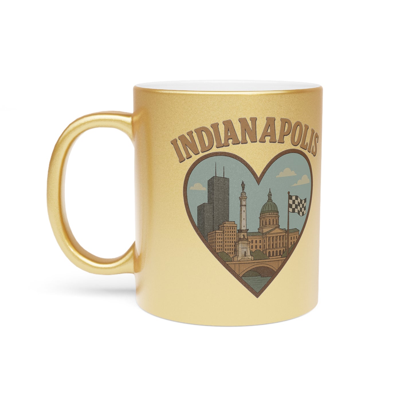 Indy Gold & Silver Mug: Sip Your Love for Indianapolis Iconic Skyline!