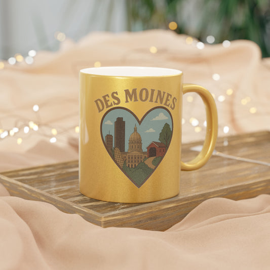 Sip with Des Moines Pride: The Ultimate Metallic Mug in Silver & Gold!