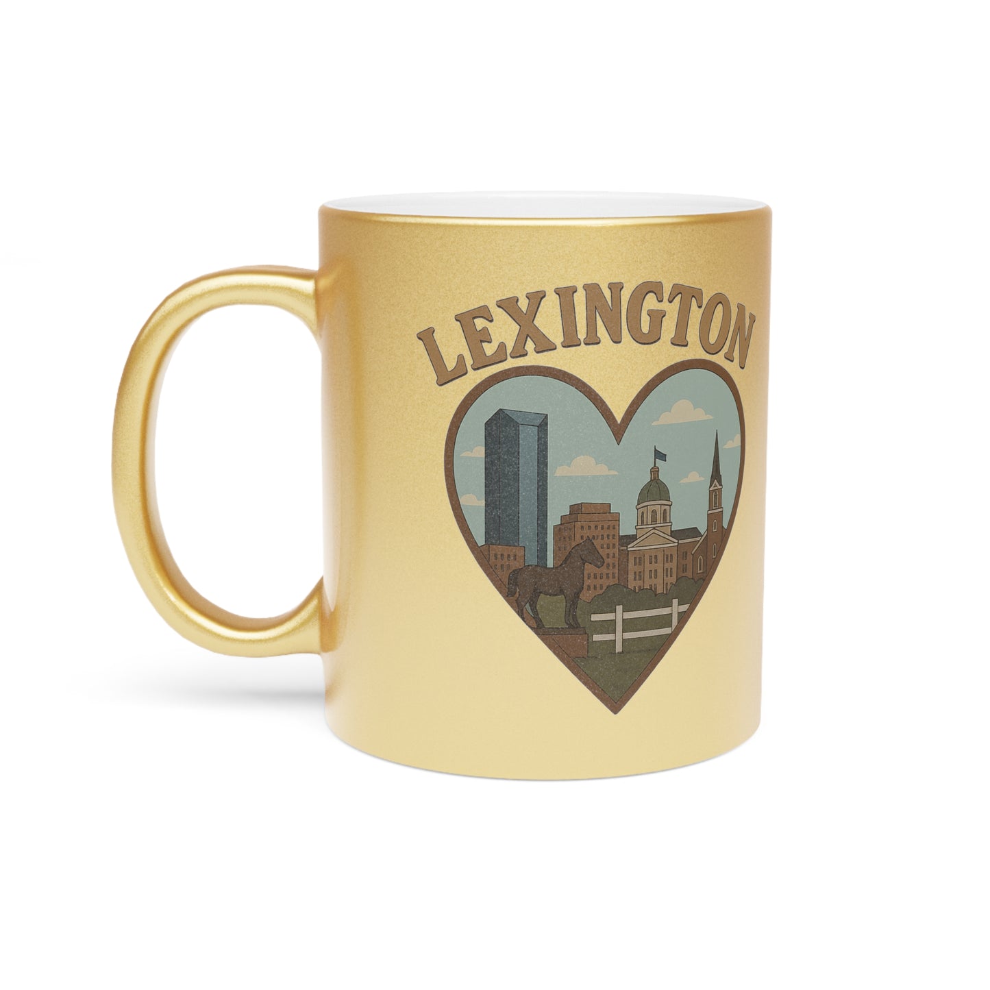 Shimmering Lexington Skyline Mug for Iconic Sips in Metallic Bliss