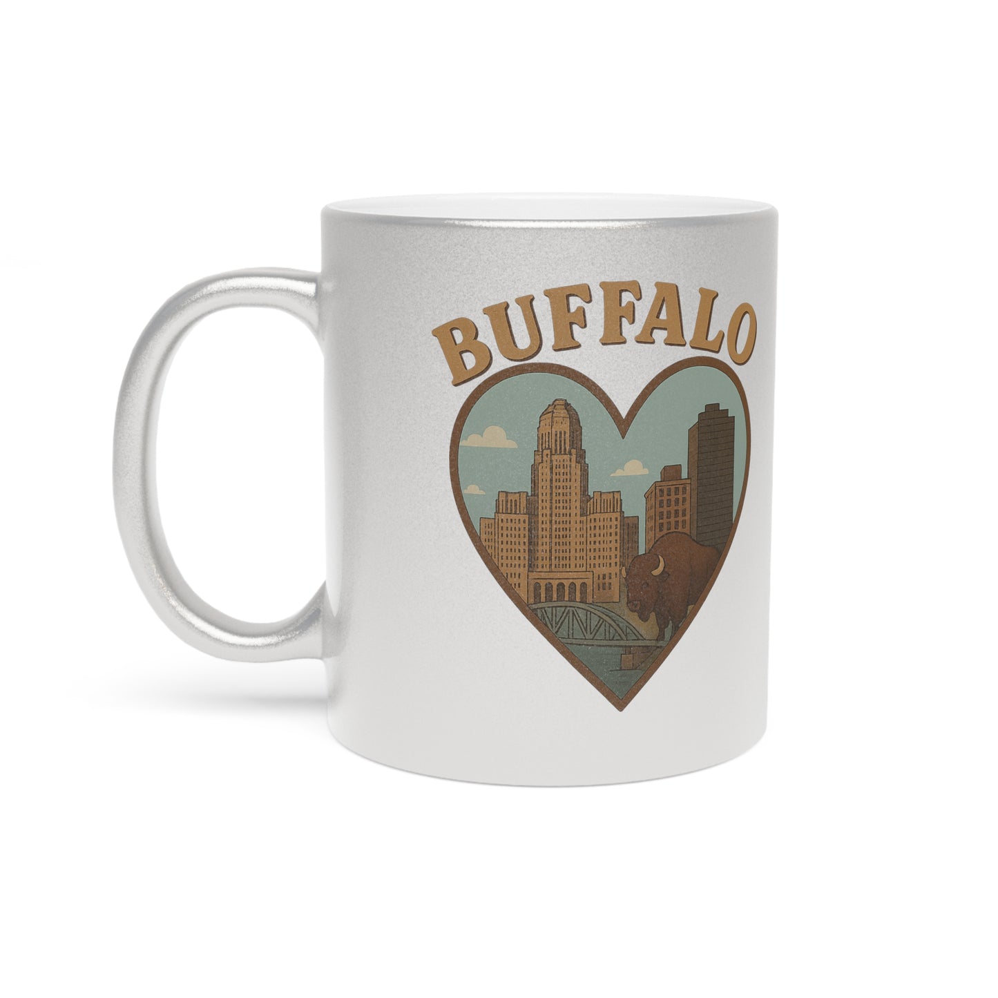 Sip Boldly with the Buffalo Shine: Metallic Mug in Silver or Gold