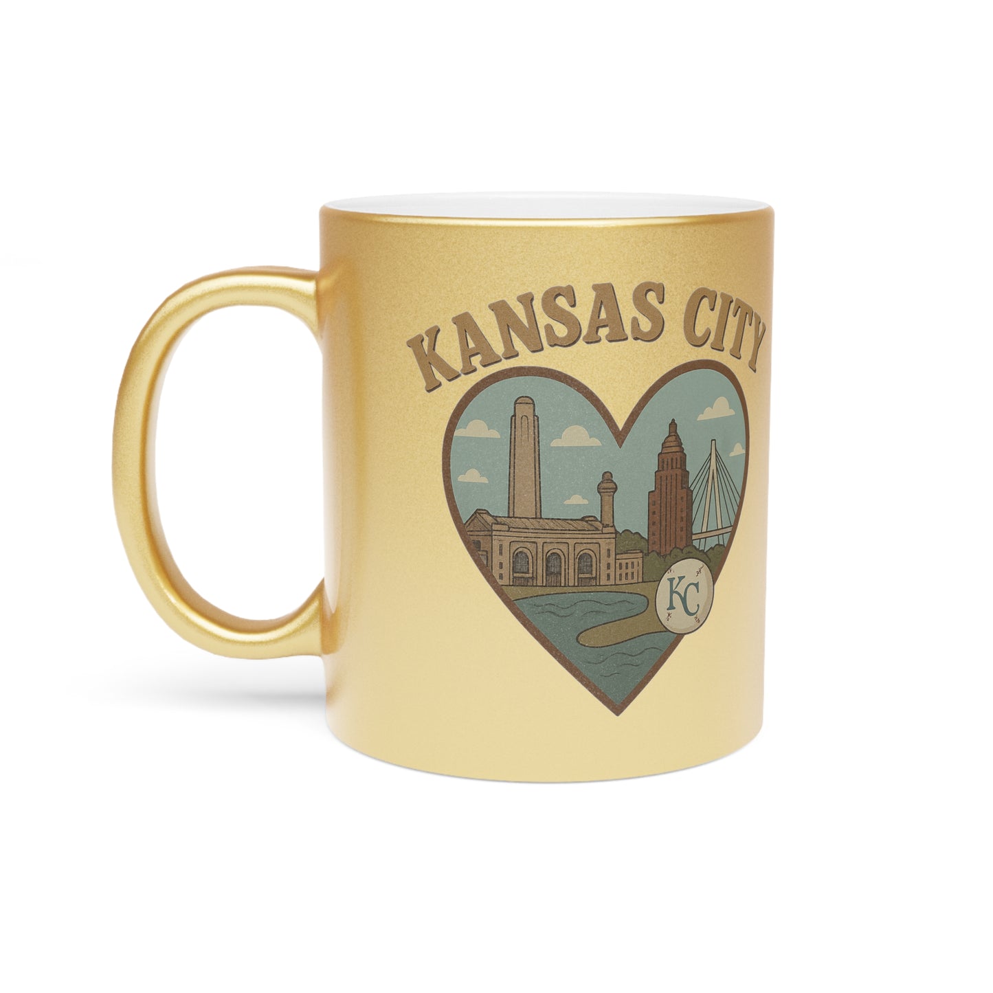 Gleaming Kansas City Metallic Mug: Sip in Style with Skyline Vibes!