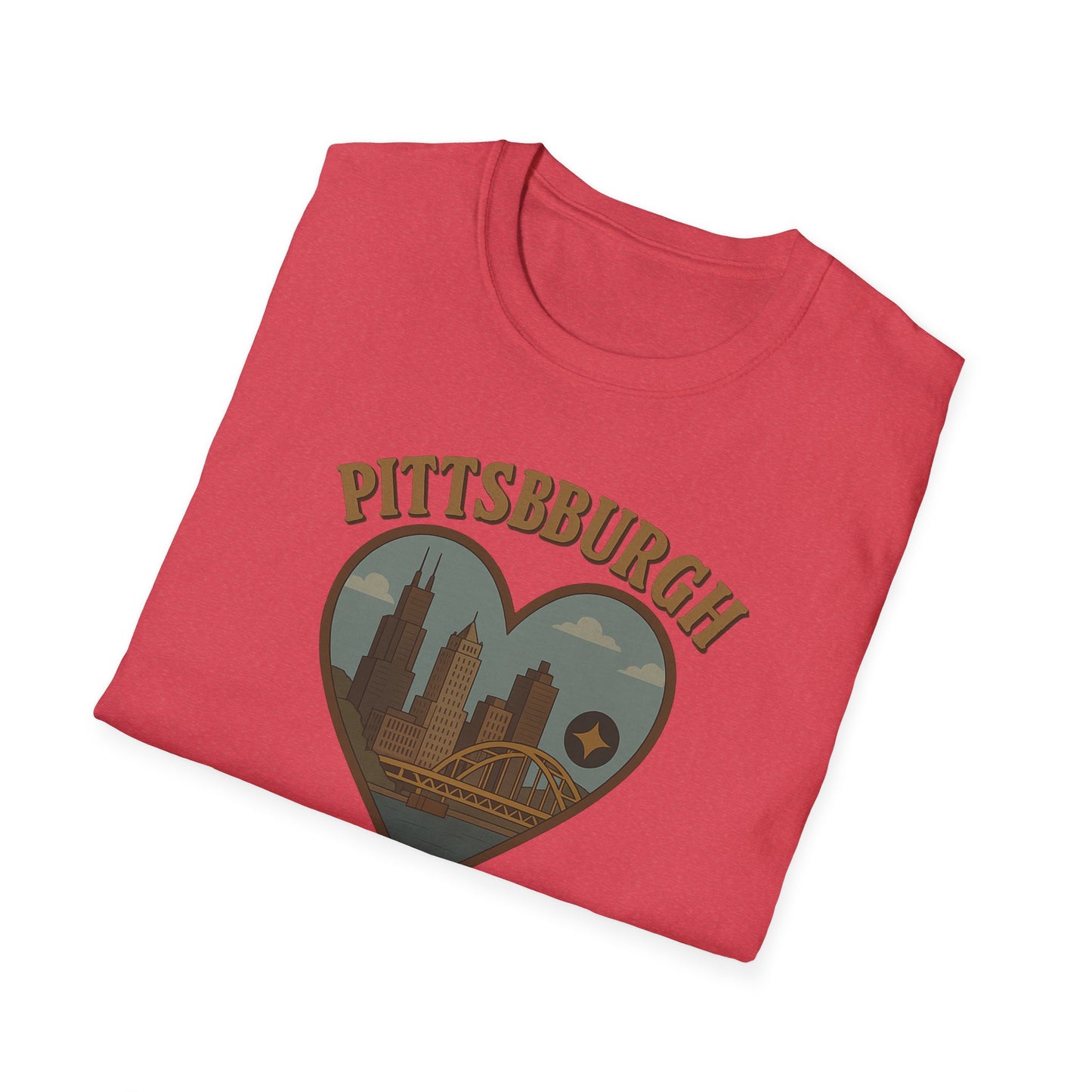 Fall in Love with Pittsburgh's Skyline Heart T-shirt – Unisex Urban Romance Tee