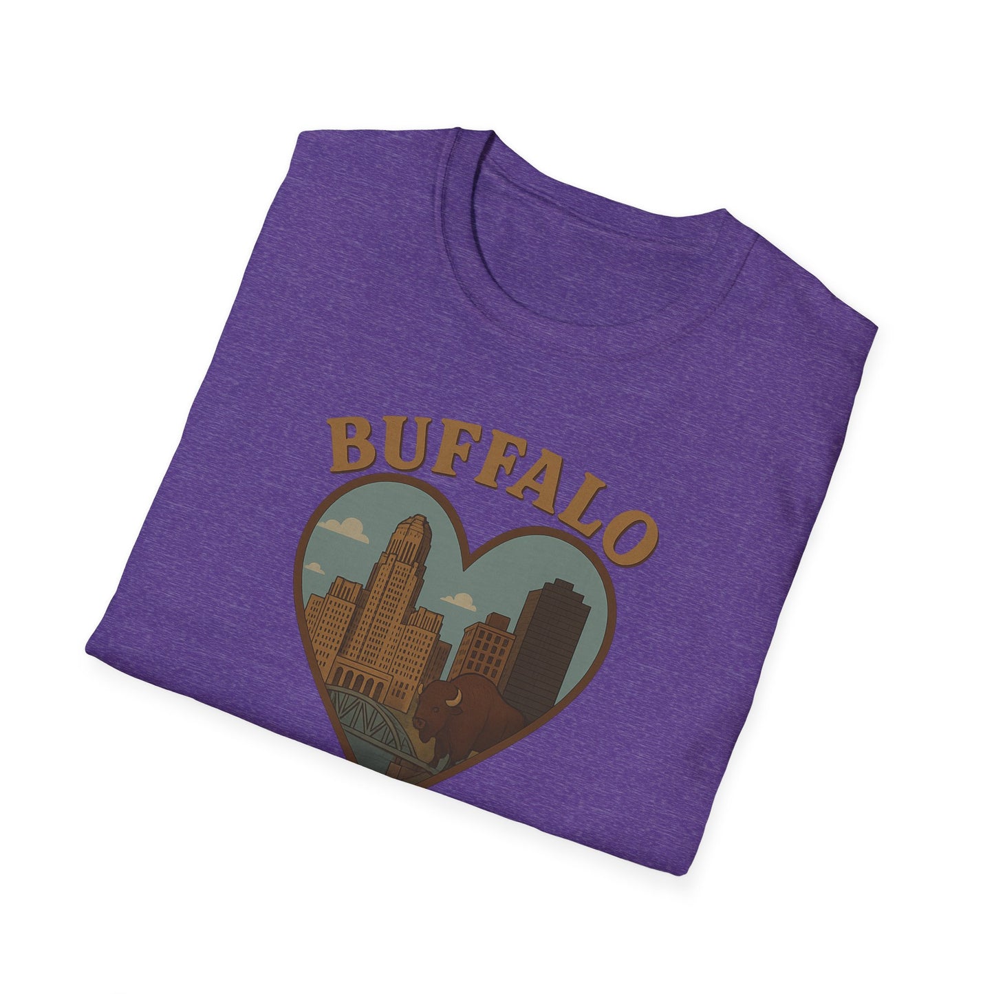 Buffalo Lovers Unite: Embrace City Skyline & Roaming Bison on a Soft Unisex Tee