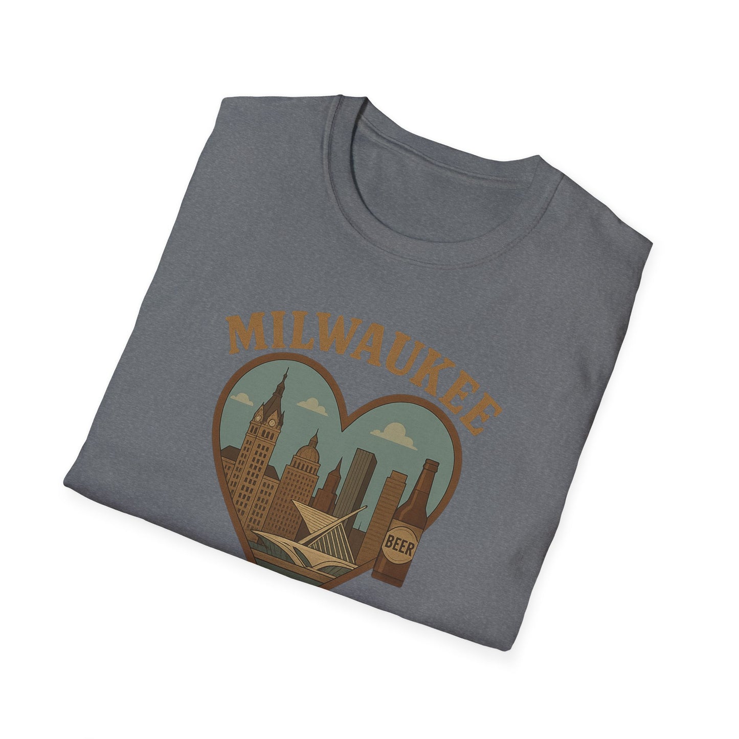 Fall Head Over Heels with This Milwaukee Skyline and Beer Lover's T-Shirt in Soft Unisex Gildan Glory!