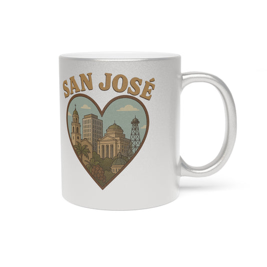 Sparkle and Sip: San José Skyline Metallic Mug for Urban Mug Enthusiasts