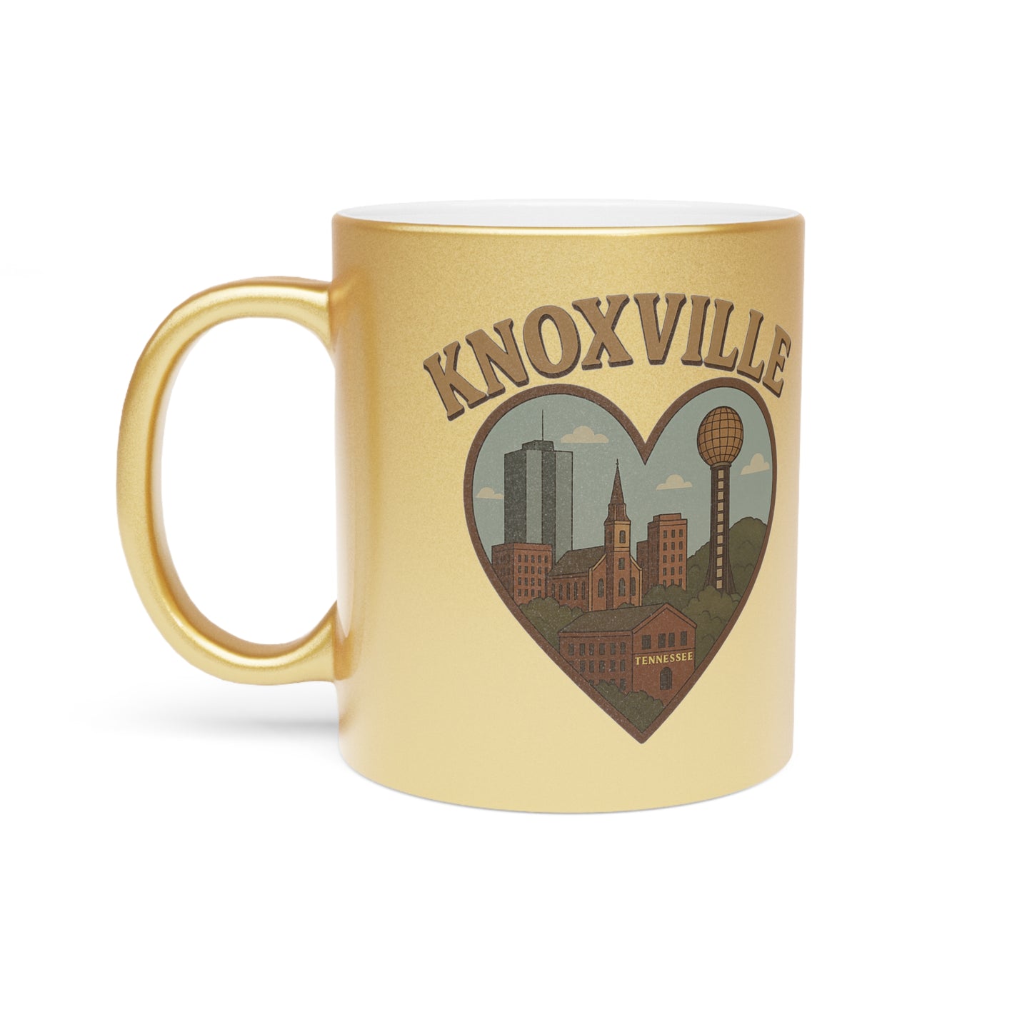 Sip Vibes with the Ultimate Knoxville Skyline Metallic Mug in Silver and Gold