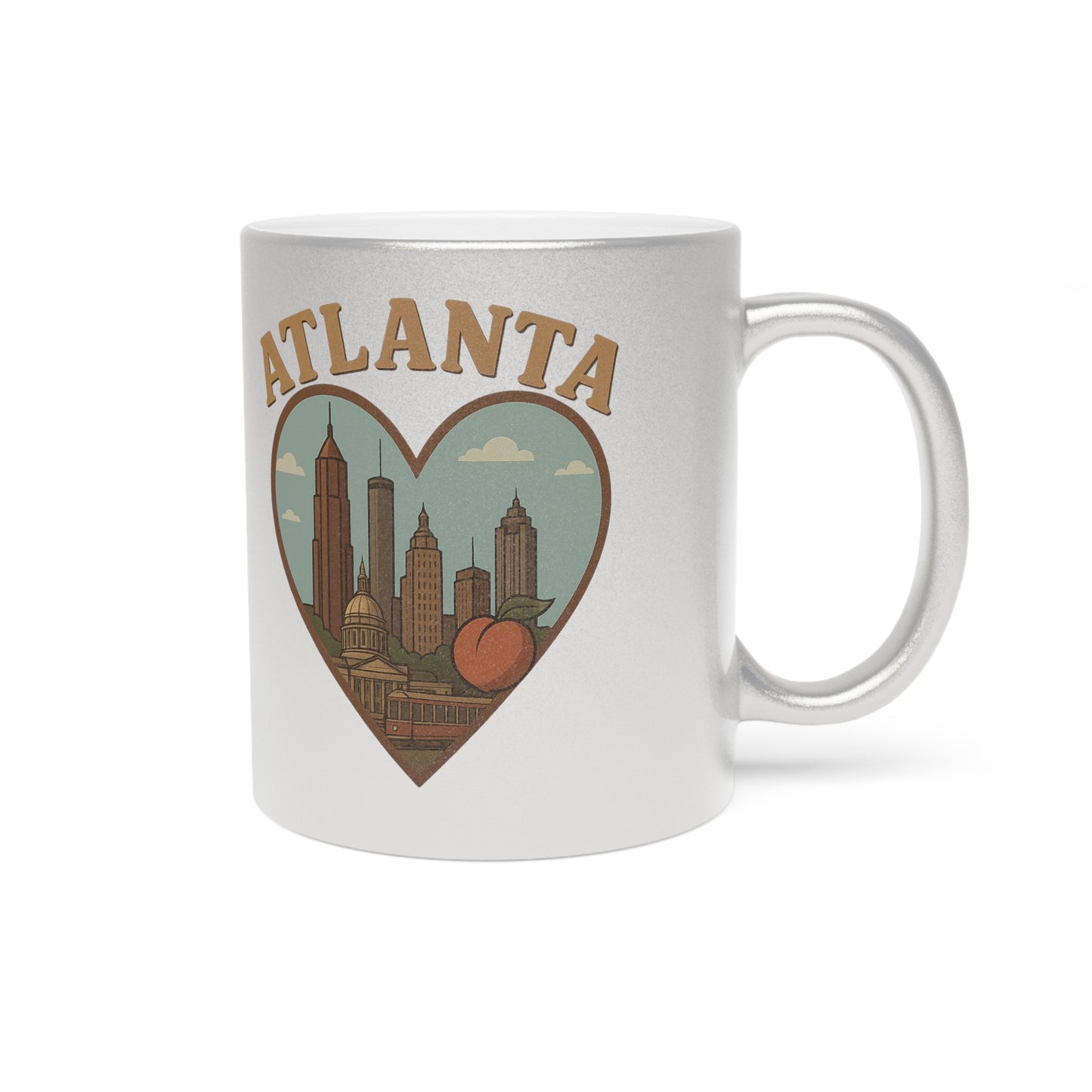 Sip Stylishly with the Ultimate Metallic Atlanta Skyline Mug - Silver and Gold!