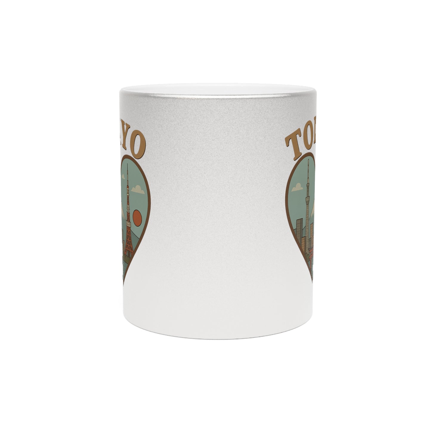 Glimmering Tokyo Metallic Mug: Gold and Silver Urban Elegance