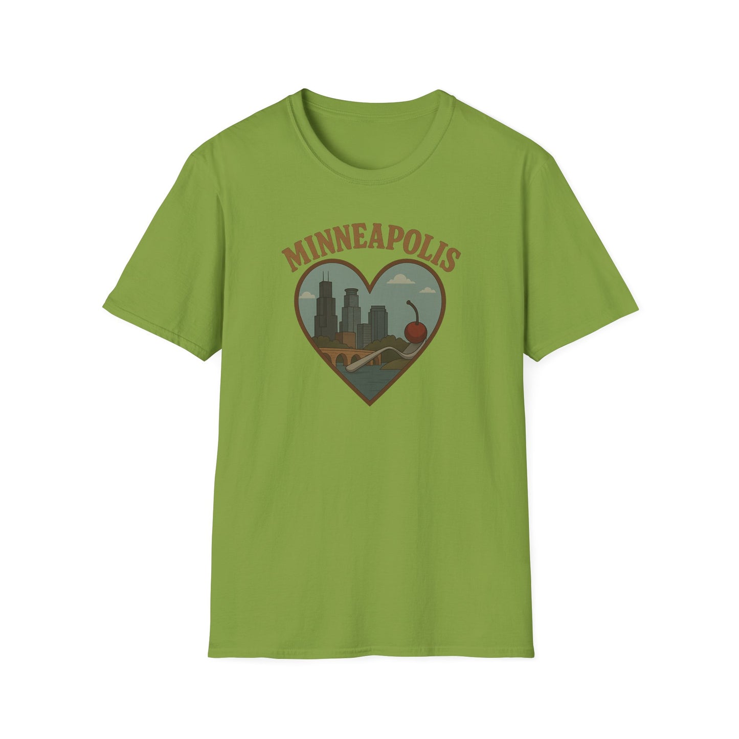 Celebrate Minneapolis Love with Heart-Shaped Skyline and Cherry Fork Tee