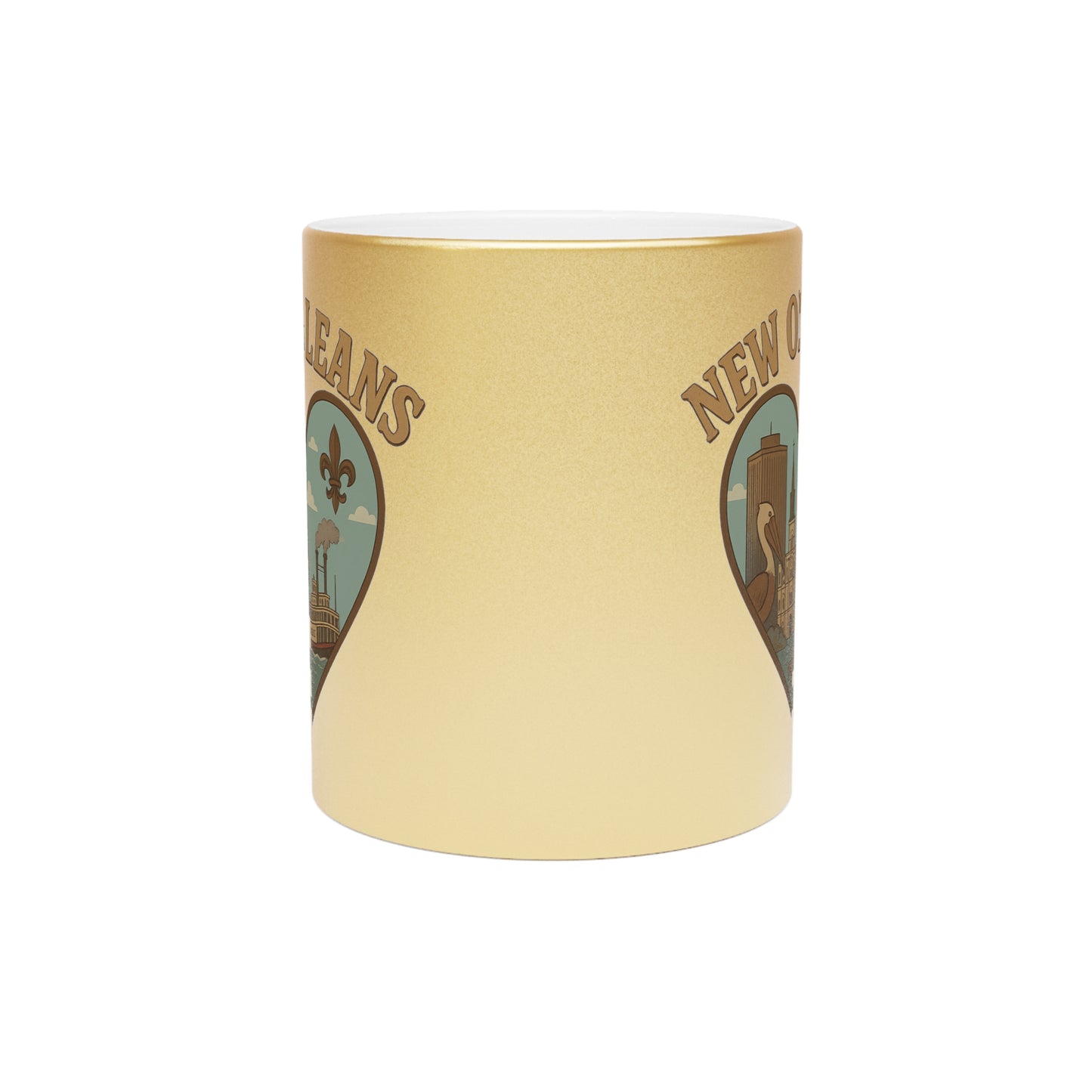 Sip in Style: Vintage New Orleans Metallic Mug in Silver and Gold Finish