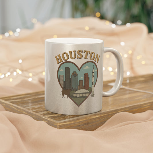 Sip Your Soul in a Houston Skyline Metallic Mug: Bold, Vintage, Iconic