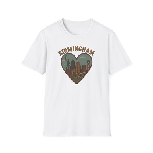 Epic Birmingham Alabama T-Shirt with Skyline and Vulcan - Soft Unisex Gift Apparel